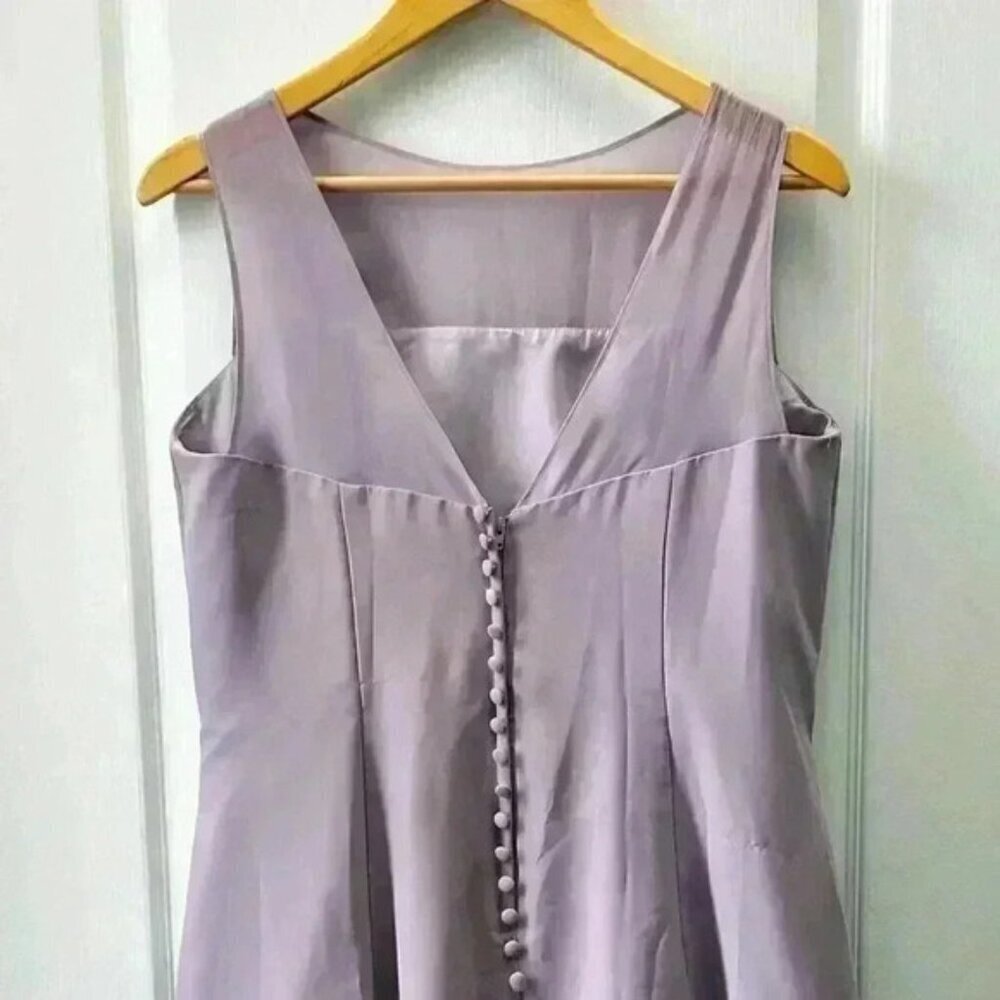 Christina Wu Dress Sheer Chiffon Sleeveless A-line Flowy Lilac Purple Gown 16 - Picture 7 of 15